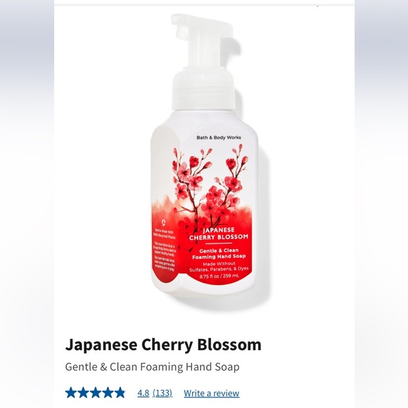 🍒2-“JAPANESE CHERRY BLOSSOM” BBW 8.75 fl oz, Gentle+Clean Foaming Hand Soap NWT - Picture 2 of 6